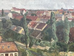Impressionist View Of A City Oil Painting Dated 1915 72X66Cm