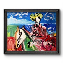 Aleph Original Art Cowboy 14×11 Vibrant Abstract Expressionism Canvas Painting