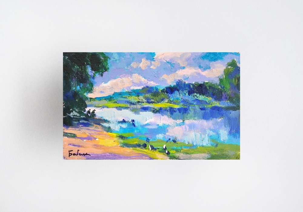 Oil painting Beach Ukrainian painter canvas Unframed original Decor landscape