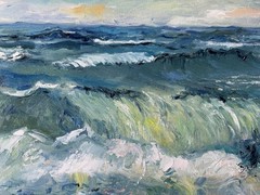 Wave Painting Claude Monet Style Original Art 20×24″ Oil Painting by Olesya Bay