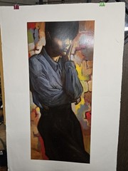 Adam Finli Painting NM 16x36in Painted On 44x30in Canvas Signed Not Framed