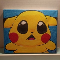 Pokemon adorable Pikachu Painting-8×10 Inch Canvas Hand Painted signed anonymous
