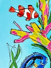 Original Fish Ocean Art 14×11 Canvas Bold Modern Expressionist Signed Wall Art