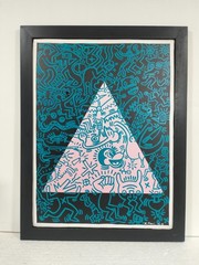 Keith Haring Acrylic Painting on Canvas 1983 Framed Original Pop Art