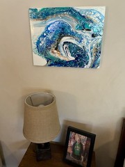 Original Acrylic Swipe Painting On 11×14” Wood Board. Small Space Decor.