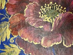 Hand Painted Poppy Flower Wall Art 12×12 Gold/ Acrylic Painting On Cardboard