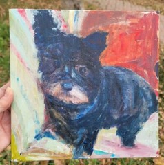 Yorkie Terrier ORIGINAL painting „Lucy“ 10” x 10” Artist Signed 2014