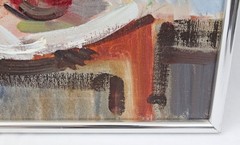 22×28 Mid Century Vintage Oil Painting Still Life Fruit Watermelon Wine Bottle