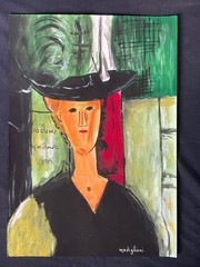 amedeo modigliani drawing and painting on old paper signed stamped vintage