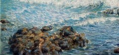 Anastasia Woron :“ Atlantic Tenerife “ -óleo Original Signed (13 13/16×10 5/8in