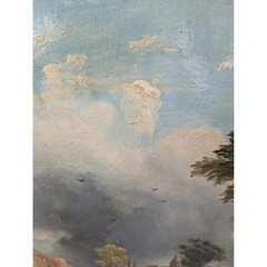William Sherlock Antique Landscape Figures Oil Painting Gilt Framed 1800s 24×20