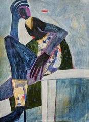24×18 Original Painting OOAK Abstract Woman Figure Portrait Figurative Art