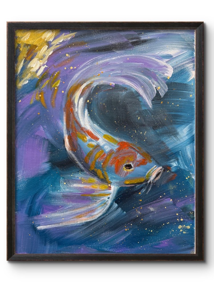 SPARKLING KOI FISH 14×11 ORIGINAL CONTEMPORARY EXPRESSIONISM ART