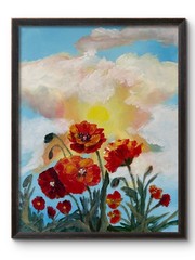 CALIFORNIA POPPIES AT DAYBREAK 11×14 MODERN ART COLLECTIBLE INTERIOR DESIGN