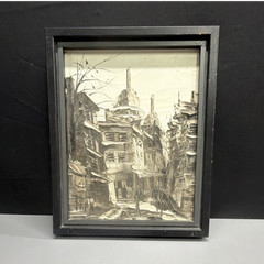 Vtg Textured Oil Painting European Street Scene Impasto Style 3D Art Framed