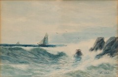 Signed by Otis S Weber, 1847 NY/MA, Sailing Ship, Unframed Paper on the Board