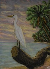 “A Florida Winter” Egret Acrylic & Oil On stretched Canvas, 12 X 16, JG Artist