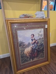 The Shepherdess by Johann Baptist Hofner Print (13.25″x 10″ Framed)