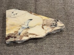 Hand Painted Seagulls on Stone Slab Signed by Artist Ruth Kirk