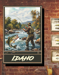 Bass Fly Fishing Travel Poster Idaho Print, Canvas, or Framed
