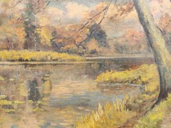 Finn Wennerwald (1896-1969): FALL AROUND FOREST LAKE, original oil painting