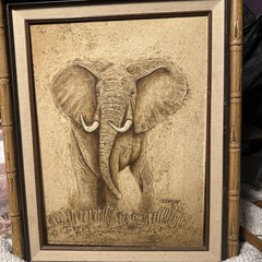 Wayne Cooper Elephant oil on canvas (20 inches height x 16 inches wide)