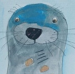 ATC ACEO Painting IMPRESSIONISM Collectible ORIGINAL SMALL Seal Sealion