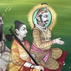 “Krishna” Hindu Mughal Antique Painting Indian Mystic Ceremony Persian Signed