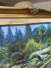 Original Art Painting Canvas Framed Bird Water Naturescape Heron Crane Signed