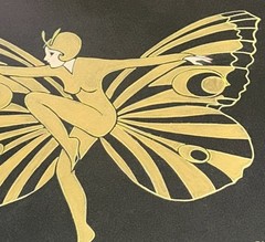 VTG Original Di Kaye ART DECO BUTTERFLY LADY erte Style Watercolor 22×25” Framed