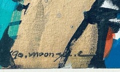 Large Abstract Oil Painting Signed CHO Moon Ja Korean Modern Art Canvas Expressi