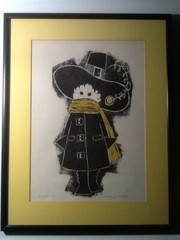 FOLK ART WOODBLOCK PRINTING MARGERY NIBLOCK SIGNED AND TITLED WINTER DAY