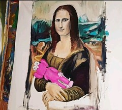 Painting Manuel Mané | „Mona Lisa & KAWS“ | Original Unique 1/1 | 120x140cm