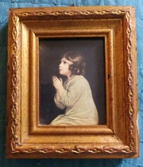 Vintage Little Boy Praying “ The Infant Samuel“ Gold Framed Italy