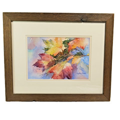 Original Watercolor Painting Nature Autumn Leaves Framed Signed Cynthia Moser
