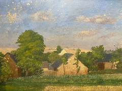 ::OIL PAINTING VIEW OF LÖWITZ °TO FIX UP FIELDS BARN MONOGRAM FRAME