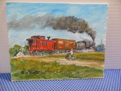 Bill Paxton Signed Original Watercolor Maine Central RR/ 1937 West Bath Maine