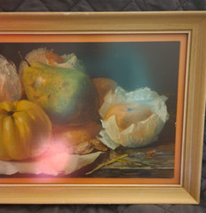 Vintage Oil Painting Still Life Fruit Matted & Framed 11 in x 25 in