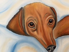 Original oil painting 11 x 14 inches cute dachshund dog