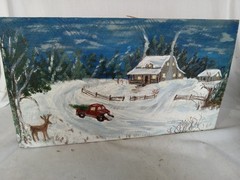 Folk Art Winter Landscape South West VA on Wood Board FREE SHIPPING