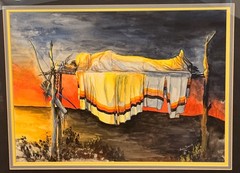 Vintage 1976 Amos Beaver Original Watercolor Painting Cheyenne Tribe Artist