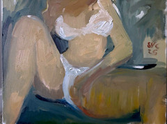 Figure Oil Painting Fauvist Cubism Boudoir 18”x14” Canvas Original Signed