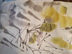 Asian Style Watercolor On Rice Paper 12″ X 55″ Hand painted Vintage Art