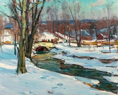 CARL WILLIAM PETERS Winter scene – The wagon ride, original oil on canvas, COA