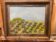 BLESSED#528 Framed Lavender Hearts Field Original Art Heart Modern Abstract