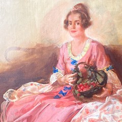 Vtg Colonial Lady Woman Portrait Fine Original Painting Gilt Framed 28 x 22 oil