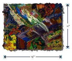 LANDSCAPE OIL█PAINTING VINTAGE█IMPRESSIONISm ART█SIGNED ABSTRACT ORIGINAL DECO A