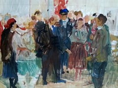 VINTAGE (1957) RUSSIAN VLADIMIR LENIN~SOCIALIST PAINTING~TAMARA NAUMOVA-LOOK !