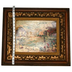 Pair Mid-Century Oil Paintings Signed Rico + Harbor Scene–Palette Knife–Framed