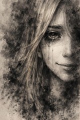 A5 Original Painting Portrait Women – Face Wall Art Decoration print Artwork